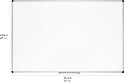 Produktbild von Famanu Magnetisches Whiteboard mit Stiftablage - Aluminiumrahmen - Trocken abwischbar - 90 x 60 cm - Weiß
