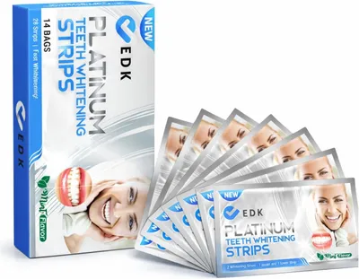 Produktbild von PLATINUM 28x Whitening Strips - Peroxidfreie Zahnaufhellungsstreifen mit Aktivkohle & Minze, Teeth Whitening Strips für weiße Zähne, Zahnbleaching