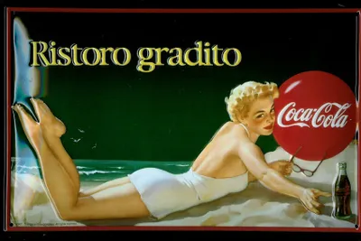 Produktbild von Blechschild Coca Cola Ristoro Gradito Italien Coke retro Schild Werbeschild Nostalgie