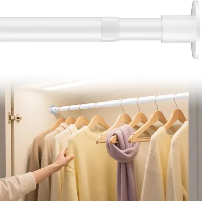 Image de Porte-vêtements extensible, réglable de 38 à 213 cm, en acier inoxydable, pour chambre à coucher