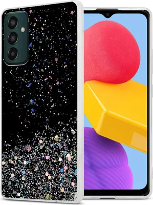 Image de Cadorabo Housse pour Samsung Galaxy M13 4G en noir avec paillettes Housse de protection en silicone TPU flexible avec paillettes scintillantes Case Cover Etui Handy Hülle