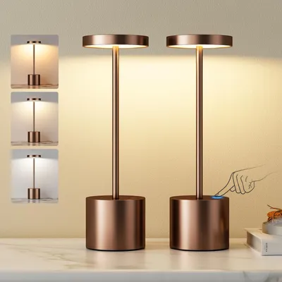 LED-Tafellampe mit Akku, Touch-Dimmer, 3 Farbtemperaturen, 2 Stück