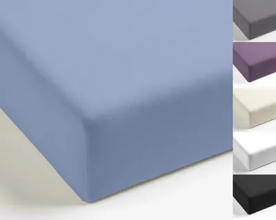 Produktbild von Spannbettlaken Mistral Home Perkal Uni Bettlaken Laken Ägyptische Baumwolle 90x190-100x200 / 140-160x200 / 180-200x200 cm, Farbe:Soft Blue, Größe:180x200cm