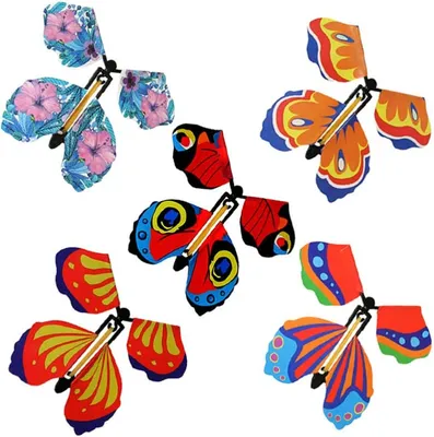 Produktbild von 8 x magisches Schmetterlingsspielzeug, fliegende Schmetterlingskarten, Spielzeugschmetterling für Kinder, magischer fliegender Schmetterling, Märchenspielzeug, große Überraschungshochzeit