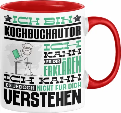 Produktbild von Kochbuchautor Geschenk Kaffee-Tasse Geschenkidee für Kochbuchautor Ich Bin Kochbuchautor Ich Kann Es Dir Erklären Jedoch Nicht Für Dich Verstehen Spruch Lustig (Rot)