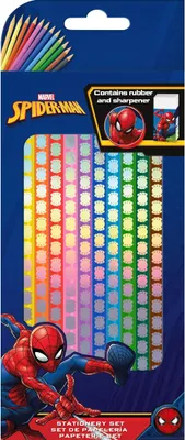 Zdjęcie produktu dla Kredki Spiderman 12 kolorów + gumka + temperówka MV15958
