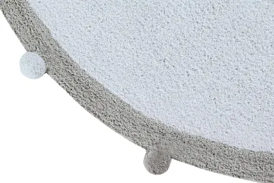 Produktbild von Runder Baumwollteppich mit Bommel - blau - Ø 120 cm