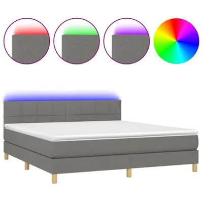 Produktbild von vidaXL Boxspringbett mit Matratze & LED Dunkelgrau 160x200 cm Stoff