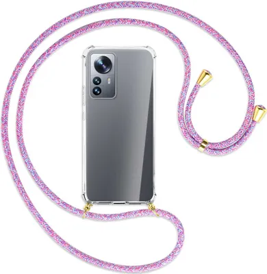 Produktbild von Handykette Backcover-Schutzhülle mit Band (Metall goldfarben) für Xiaomi 12 Pro - lila/rosa/blau