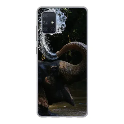 Produktbild von MuchoWow® Handyhülle Schutzhülle Hülle für Samsung Galaxy A71 Elefant - Wasser - Rüssel - Tiere - Natur Silikon Softcase Handy Hülle - Kartenbesitzer