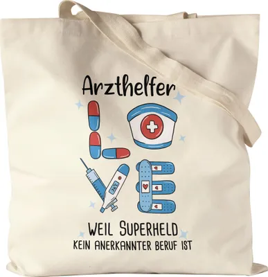Produktbild von Ich Bin Arzthelfer Weil Superheld Kein Anerkannter Job Ist Jutebeutel Stoffbeutel Canvas Geschenk Danke Sagen