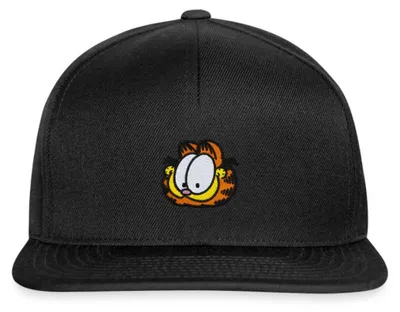 Produktbild von Spreadshirt Garfield Als Stick-Design Snapback Cap, One size, Schwarz/Schwarz