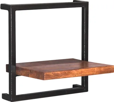 Produktbild von SIT Möbel Wandregal mit 1 Boden | Mangoholz natur | Gestell Altmetall antikschwarz | B 35 x T 25 x H 35 cm | 09240-01 | Serie PANAMA