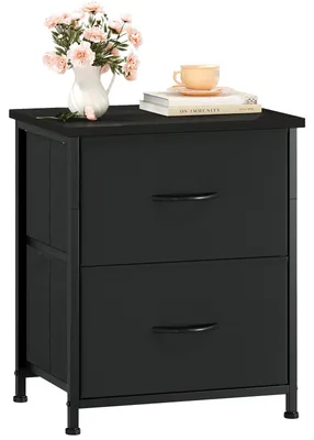 Produktbild von Nachtschrank 30x42x50 cm, 2 Schubladen, schwarz, für Schlafzimmer