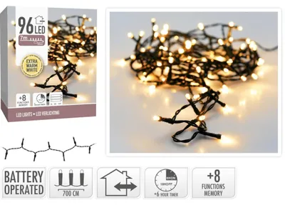 Immagine prodotto di Luci natalizie a batteria da 96 LED, bianco caldo