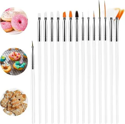 Productafbeelding van Föhn 15-delig set cakebekledingsborstels - Voedselveilige hulpmiddelen voor het decoreren van koekjes en taarten