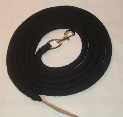 Produktbild von Bodenleine Bodenseil 4 Meter schwarz Baumwolle mit Boltsnap und Lederklatsche