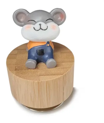 Mini Holzdreh-Orgel mit Maus-Ornament, 9,4 x 6,8 cm