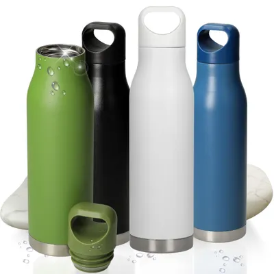 Image de Gourde en acier inoxydable « Orlando » - Gourde isotherme étanche de 480 ml, adaptée aux boissons gazeuses - blanche