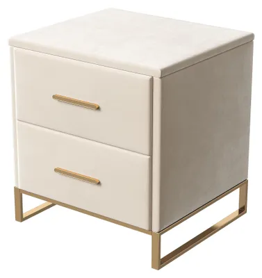 Productafbeelding van Nachtkastjes - Nachttafeltjes met 2 lades - Set van 2 - Metalen poten - Minimalistisch-moderne stijl - Hout - Stijl A