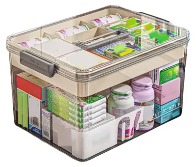 Produktbild von Tragbarer Medikamentenkoffer mit 2 Fächern, mit Griff, groß