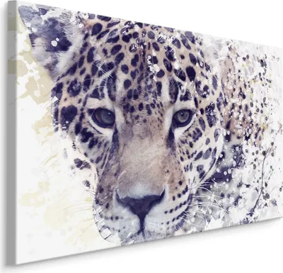 Zdjęcie produktu dla Fantastyczne płótno canvas tapeta 100x70 cm XXL art print zwierzęta dziki lampart malowane