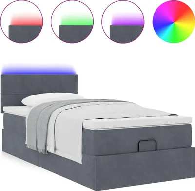 Image de Cadre de lit ottoman avec matelas gris foncé 80x200 cm velours