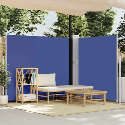 Image de vidaXL Marquise latérale extensible 170x1200 cm Bleu