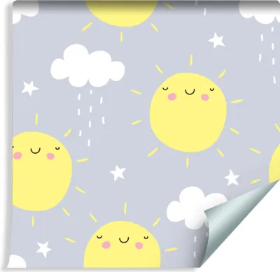 Produktbild von 10m VLIES TAPETE Rolle Kinderzimmer Himmel Sonne Wolken Tropfen Sterne XXL