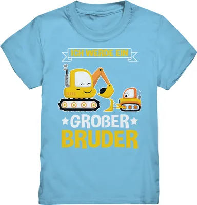 Produktbild von Bagger Großer Bruder T-Shirt – Sky Blue / 98/104 (3-4)
