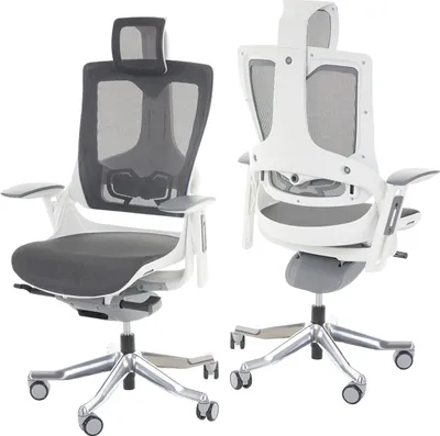 Zdjęcie produktu dla Krzesło biurowe MERRYFAIR Wau 2, krzesło obrotowe do biurka, tapicerowane/siatkowe, ergonomiczne ~ czarno-szary