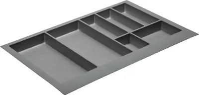 Produktbild von GTV - Schubladeneinsatz Axispace I Besteckkasten für Schubladen Besteckeinsatz Schubladeneinsatz Küche I Küchenschrank aus Kunststoff Besteckkasten Besteckaufbewahrung I Anthrazit 740 x 472 mm