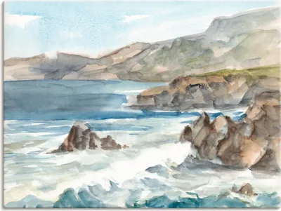 Produktbild von ARTland Leinwandbild Wasserfarben Küste II Größe: 120x90 cm