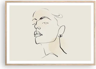 Produktbild von Gerahmtes Poster - Rahmen in heller Eiche - Minimalismus Porträt Linie - 100x70 cm - Wand Bild - Wanddeko - Wandbilder - Kunstposter - Wandposter - Bilderrahmen - Bilder - P2NAA100x70-4815