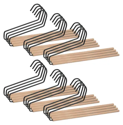Imagen del producto de Perchas de Metal con Barra de Madera Negras Pack 24 COM-FORT HOUSE
