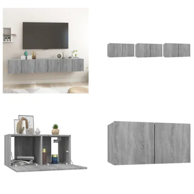 Produktbild von vidaXL TV Wandschrank Grau Sonoma 3 Stk. 60x30x30 cm Holzwerkstoff - TV-Wandschrank - TV-Wandschränke - TV-Schrank - TV-Möbel