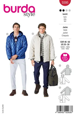 Nähschnittmuster Herren Steppjacke #5595, Gr. 46-56