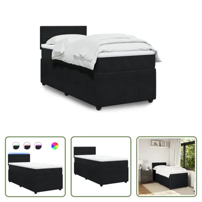 Produktbild von The Living Store Boxspringbett mit Matratze Schwarz 80x200 cm Samt
