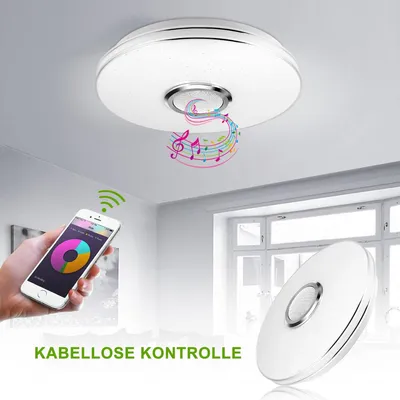 Produktbild von 36W Musik LED Deckenleuchte mit Bluetooth Lautsprecher, 30cm RGB Deckenlampe mit Fernbedienung und APP, für Schlafzimmer Wohnzimmer Badezimmer