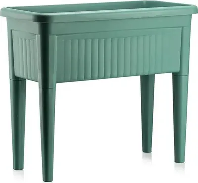 Image de Grand bac à herbes aromatiques vert de 60 litres sur pieds 76 x 38 x 66 cm, résistant aux UV et au froid, disponible en 4 couleurs