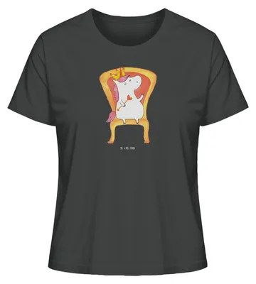 Produktbild von Mr. & Mrs. Panda damen shirt Einhorn Prinzessin Größe S - Anthrazit - Geschenk, Geburtstag, Geburtstagsgeschenk, Oberteil, Monat, Unicorn, Basic, T-Shirt, Baumwoll