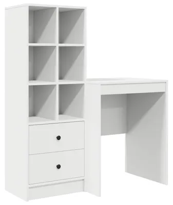 Image de Bureau avec tiroir avec étagère avec stockage 2 pcs Blanc