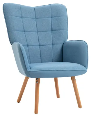 Image de Fauteuil de salon, dossier haut, design moderne, 71 x 76 x 101 cm, bleu
