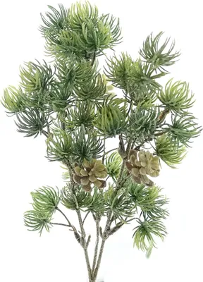 Produktbild von Weihnachtsdeko Zedernzweig mit 3 Zapfen gefrostet 46 cm - Kunstblumen