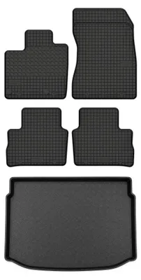Produktbild von Gummimatten + Kofferraumwanne für Nissan Qashqai III 2021- (SUV, variabler Ladeboden, oberer Ladeboden) – Schwarz, passgenau – Wielganizator