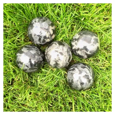 Produktbild von 5 Marmor Steinkugeln, schwarz und grau, 6,5 cm, Garten Dekoration