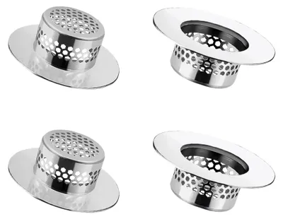 Produktbild von Abflusssieb Küche Edelstahl, 4 Stück, 5 cm Sieb für Waschbecken, Haarsieb für Badewanne, Sieb für Küchenspüle
