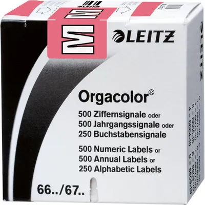 Produktbild von Leitz Buchstabensignal Orgacolor® Orgacolor Registratursysteme M selbstklebend Kunstdruckpapier rosa