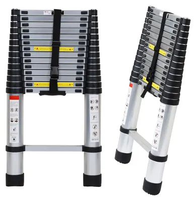 Immagine prodotto di Scala telescopica scala in alluminio - 4,4 m - 15 gradini - Portata max. 150 kg
