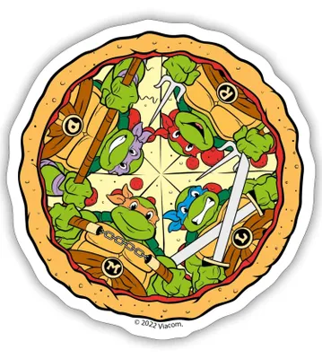 Produktbild von Spreadshirt Teenage Mutant Ninja Turtles Pizza Sticker Aufkleber, 10 x 10 cm, Mattweiß